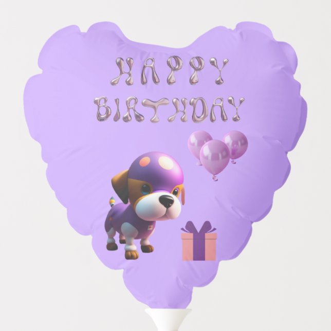 Adorable Cute Dog Children’s Birthday Party  Balloon (Back)