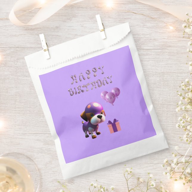 Adorable Cute Dog Children’s Birthday Party  Favor Bag (Clipped)