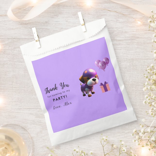 Adorable Cute Dog Children’s Birthday Party  Favor Bag (Clipped)