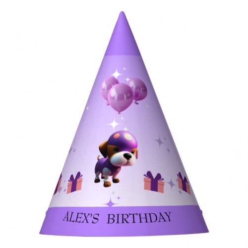 Adorable Cute Dog Childrens Birthday   Party Hat