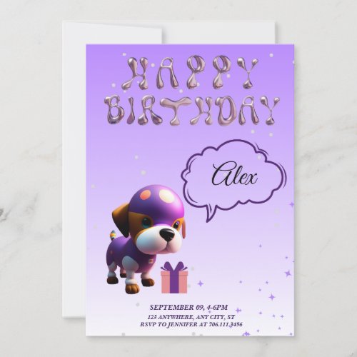 Adorable Cute Dog Childrenâs Birthday Party Invitation