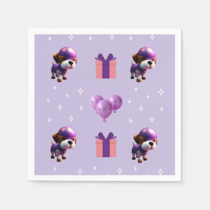 Adorable Cute Dog Children’s Birthday Party Napkin