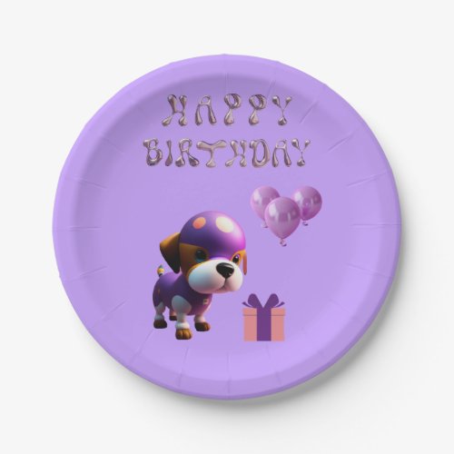Adorable Cute Dog Childrens Birthday Party  Paper Plates
