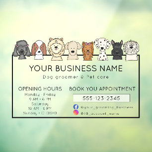 Adorable Cute Dogs Breeds Opening Hours  Window Cling