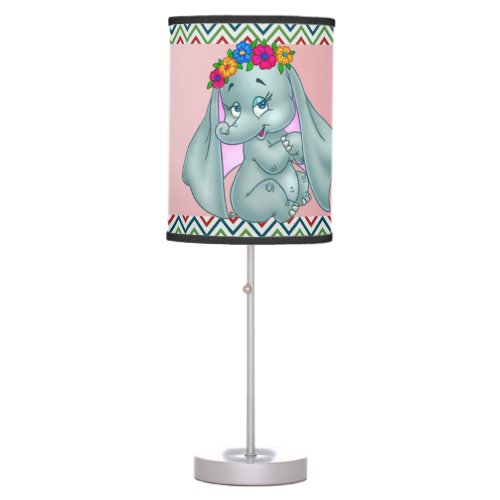 Adorable Cute Elephant On Zigzag Pattern Table Lamp