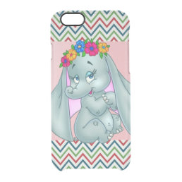 Adorable Cute Elephant On Zigzag Clear iPhone 6/6S Case