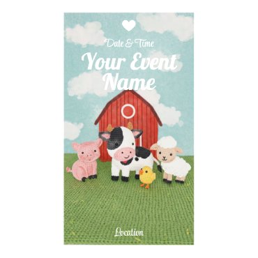 Adorable Cute Farm Animals Barnyard Kids Birthday Digital Templates