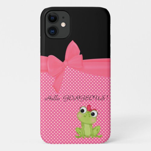 Adorable Cute Frog on Polka Dots_Hello Gorgeous iPhone 11 Case