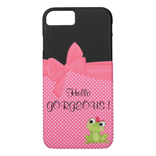 Adorable Cute Frog on Polka Dots_Hello Gorgeous iPhone 87 Case