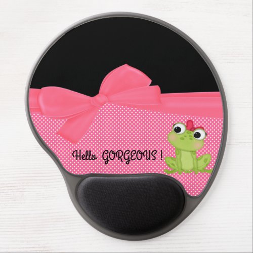 Adorable Cute Frog on Polka Dots_Hello Gorgeous Gel Mouse Pad