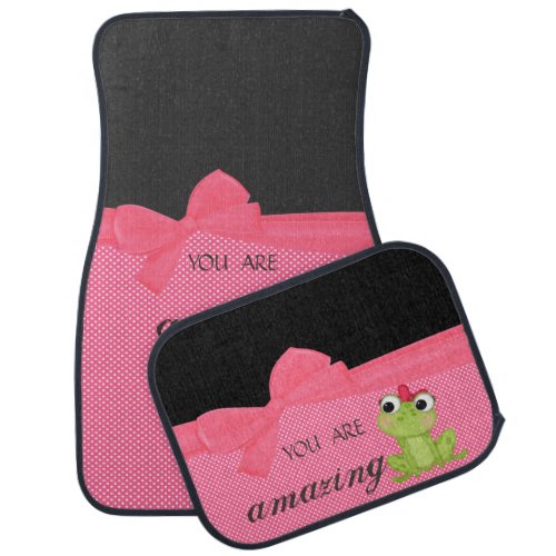 Adorable Cute Frog on Polka Dots_You Are Amazing Car Floor Mat