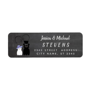 Adorable cute funny cartoon cat couple chalkboard label