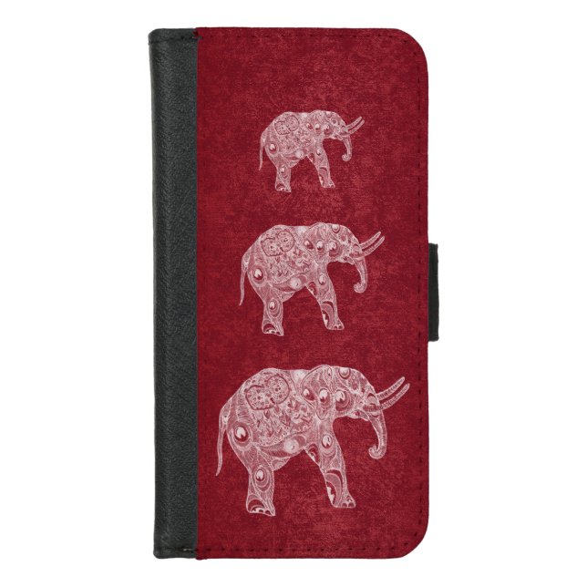 Adorable cute girly elephants iPhone wallet case (Front)