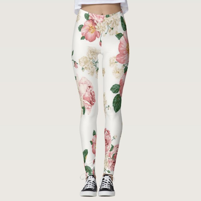 Adorable Cute Girly,Flowers Leggings (Front)