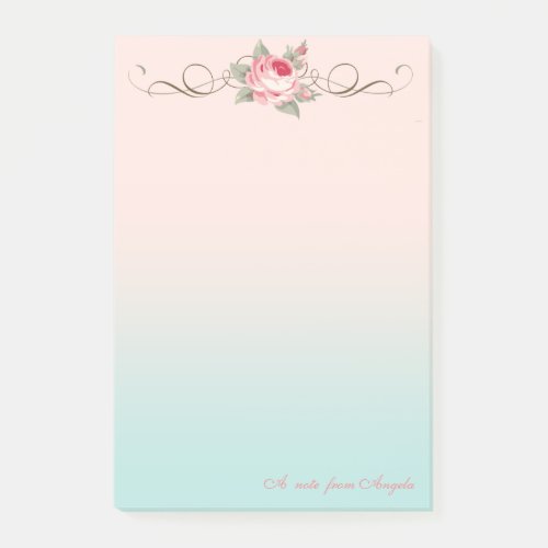 Adorable Cute GirlyRose_Personalized Post_it Notes