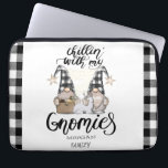 Adorable Cute Gnomes Black Buffalo Plaid Laptop Sleeve<br><div class="desc">Adorable cute gnomes on black buffalo plaid background.</div>