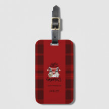 Adorable Cute Gnomes Red Buffalo Plaid