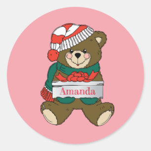 Adorable Cute Great Christmas Teddy Bear Classic Round Sticker