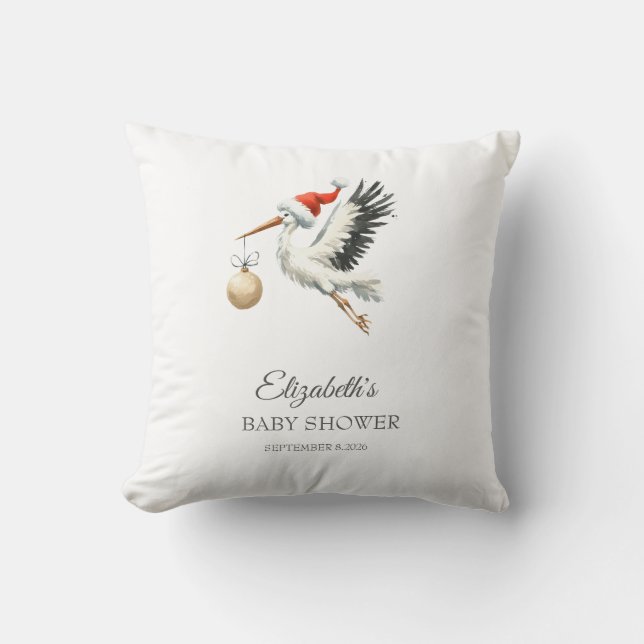 Adorable Cute Holiday Stork  Throw Pillow (Front)
