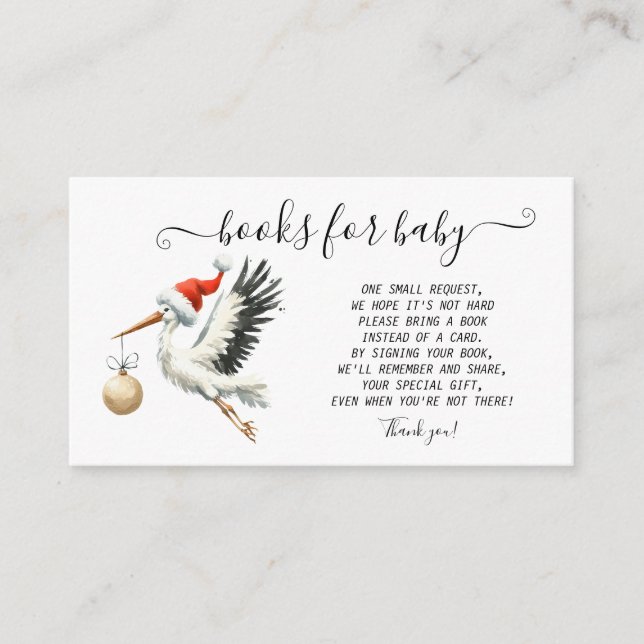 Adorable Cute Holiday Stork Zig Zag Enclosure Card (Front)