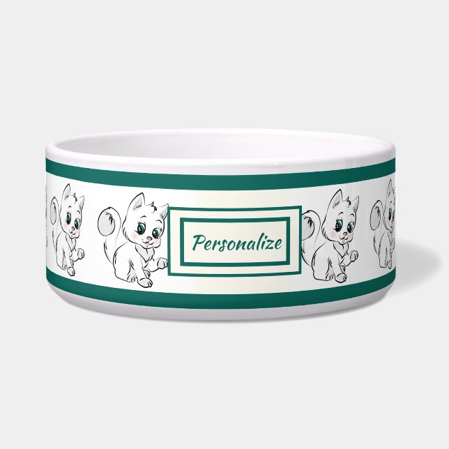 Adorable Cute Kitten Pattern Cat Dog Bowl (Front)
