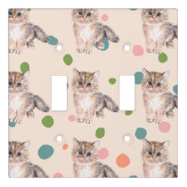 Adorable cute kitties polka dots pattern nursery light switch cover