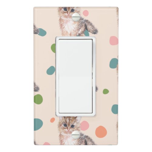 Adorable cute kitties polka dots pattern nursery light switch cover