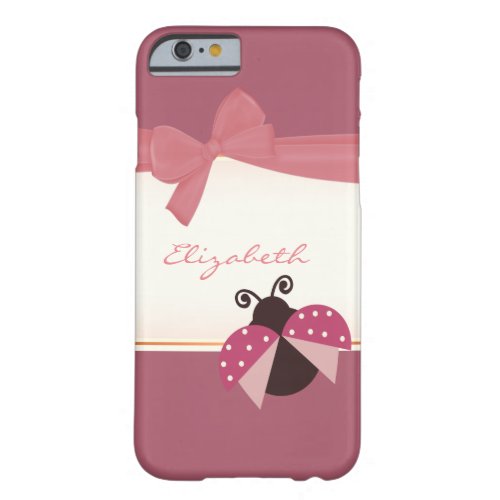 Adorable Cute Ladybug Bow_Personalized Barely There iPhone 6 Case