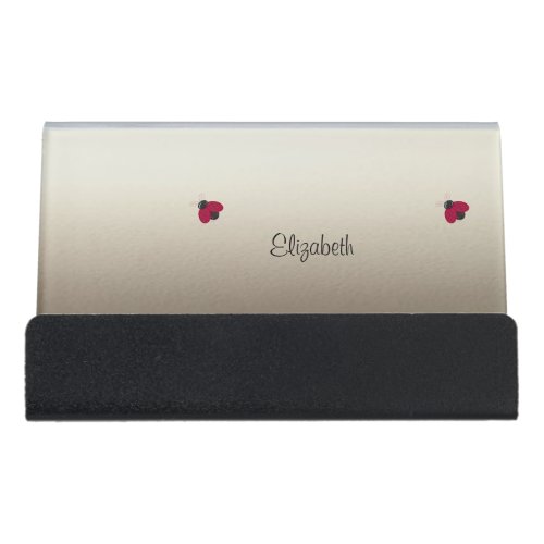 Adorable Cute LadybugsLuminous_Personalized Desk Business Card Holder