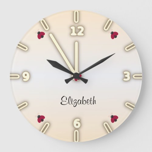 Adorable Cute Ladybugs _Personalized Large Clock