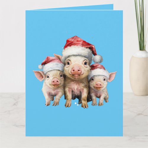 Adorable Cute Little Piggie Christmas Greeting Card