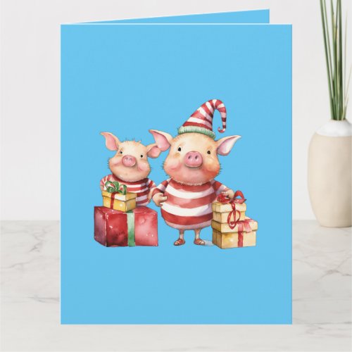 Adorable Cute Little Piggies Christmas Greeting Card