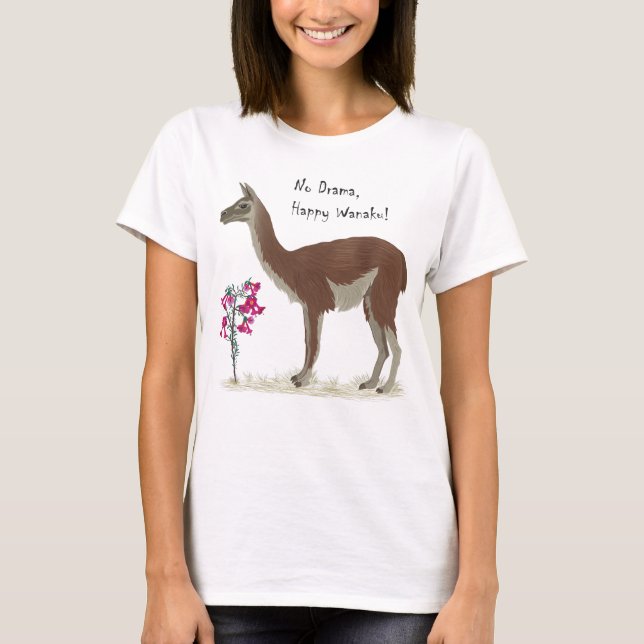 Adorable Cute Llama, happy Guanaco Peru T-Shirt (Front)