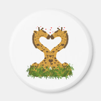Adorable Cute Love Giraffes Heart Shaped Kissing Magnet