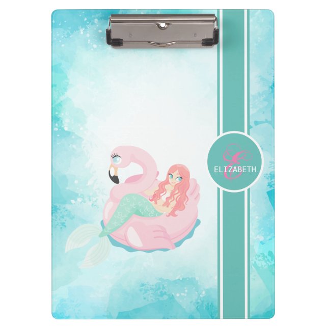 Adorable Cute Mermaid, Sea Monogram Clipboard (Front)