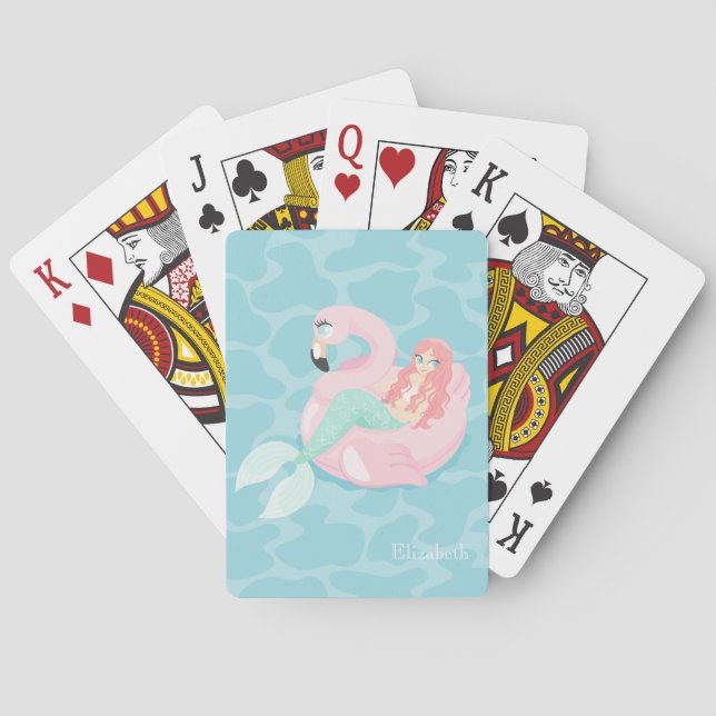 Adorable Cute Mermaid, Sea Poker Cards (Back)