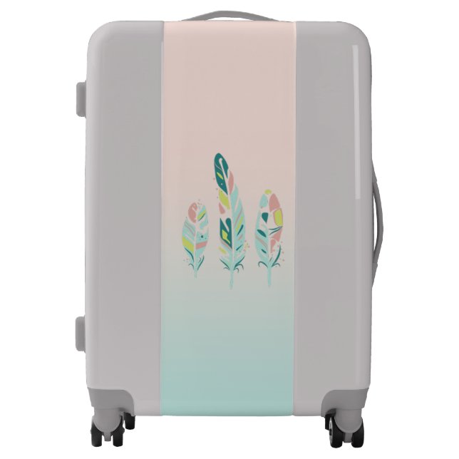 Adorable Cute  Modern Girly Feathers Luggage (Front)