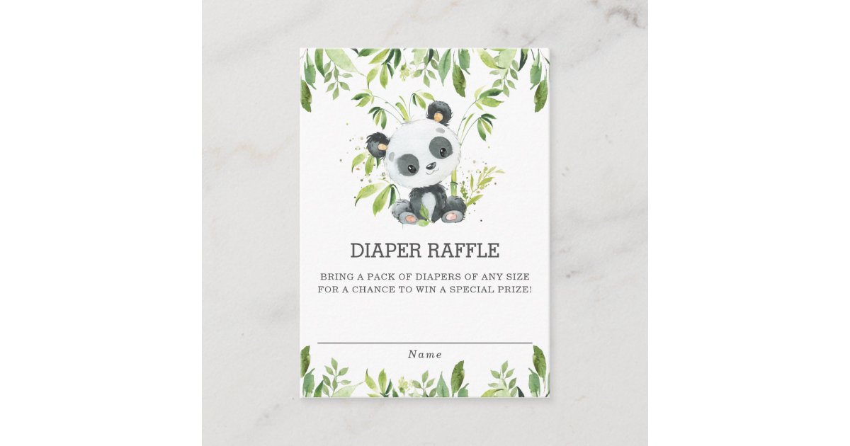Adorable Cute Panda Greenery Diaper Raffle Ticket Enclosure Card | Zazzle