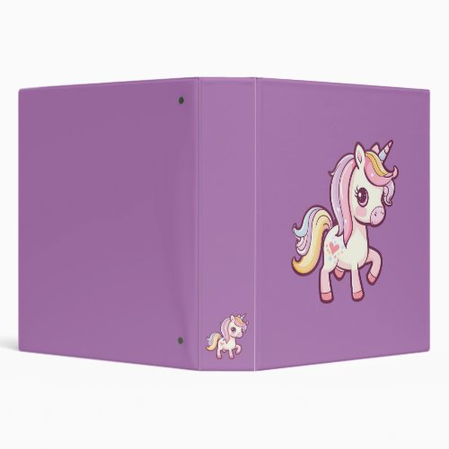 Adorable Cute Pastel Unicorn 3 Ring Binder