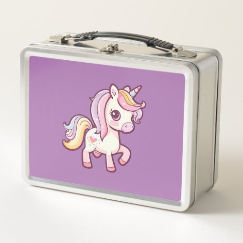 Adorable Cute Pastel Unicorn Metal Lunch Box