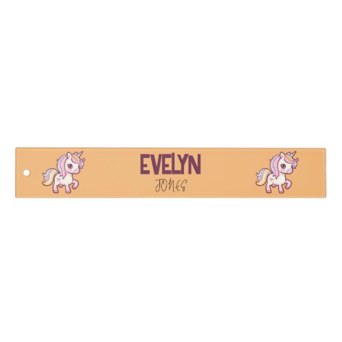 Adorable Cute Pastel Unicorn with Kids Name Ruler