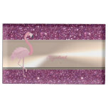 Adorable Cute Pink Flamingo  On Glittery Place Card Holder