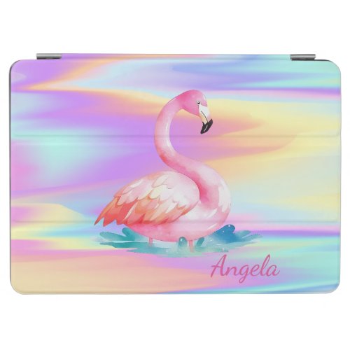 Adorable Cute Pink Flamingos Holographic iPad Air Cover