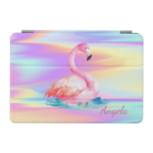 Adorable Cute Pink Flamingos Holographic iPad Mini Cover
