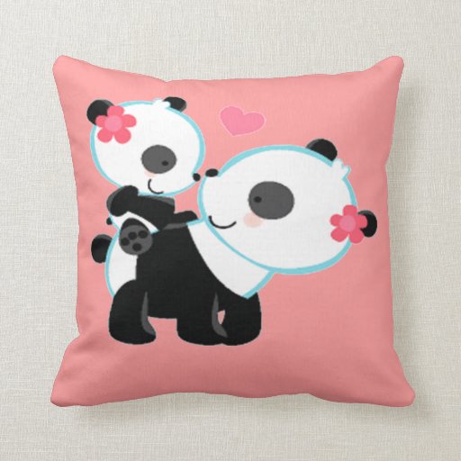 Adorable Cute Pink Panda Bear Love Throw Pillows | Zazzle