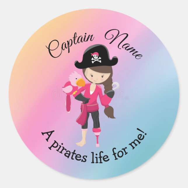  adorable cute pirate girl stickers (Front)