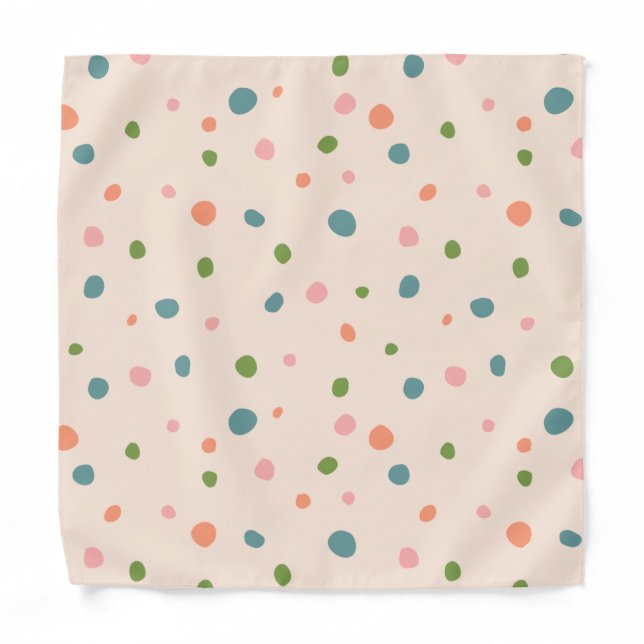 Adorable cute polka dots modern pink green blue bandana (Front)