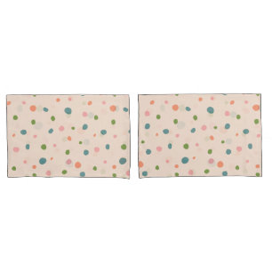 Adorable cute polka dots modern pink green blue pillow case