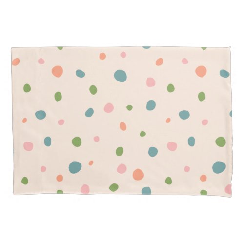 Adorable cute polka dots modern pink green blue pillow case