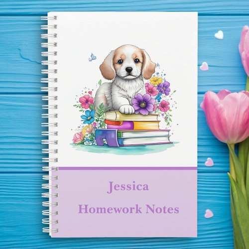 Adorable Cute Puppy Dog  Books Watercolor